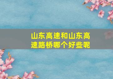 山东高速和山东高速路桥哪个好些呢