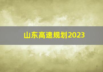 山东高速规划2023