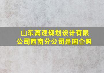 山东高速规划设计有限公司西南分公司是国企吗