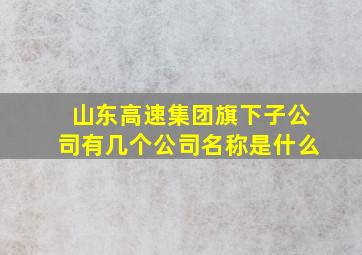 山东高速集团旗下子公司有几个公司名称是什么