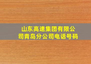 山东高速集团有限公司青岛分公司电话号码