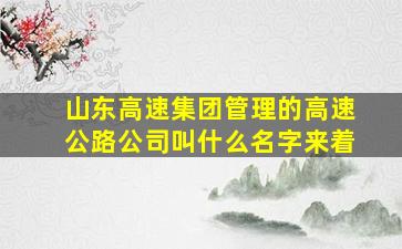 山东高速集团管理的高速公路公司叫什么名字来着