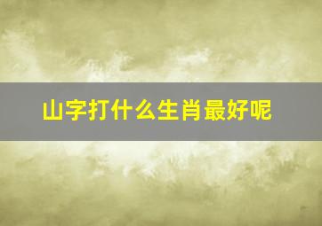 山字打什么生肖最好呢