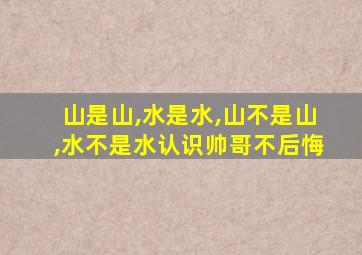 山是山,水是水,山不是山,水不是水认识帅哥不后悔