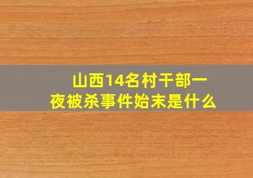 山西14名村干部一夜被杀事件始末是什么