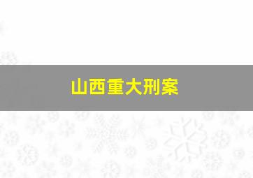 山西重大刑案