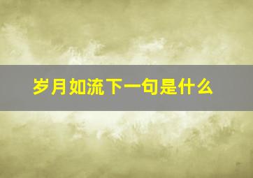 岁月如流下一句是什么