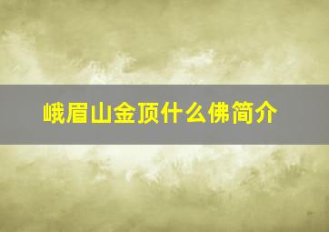 峨眉山金顶什么佛简介