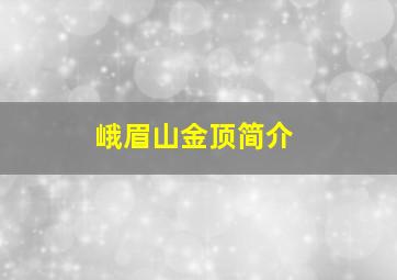 峨眉山金顶简介