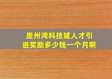 崖州湾科技城人才引进奖励多少钱一个月啊