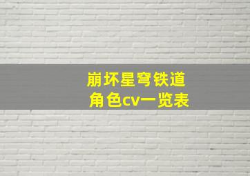 崩坏星穹铁道角色cv一览表