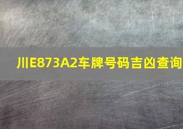 川E873A2车牌号码吉凶查询