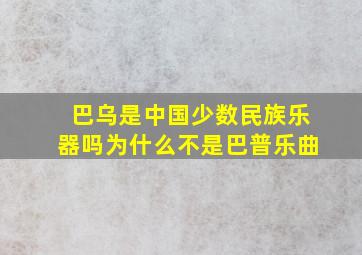 巴乌是中国少数民族乐器吗为什么不是巴普乐曲