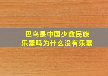 巴乌是中国少数民族乐器吗为什么没有乐器