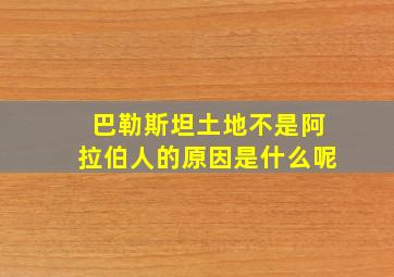 巴勒斯坦土地不是阿拉伯人的原因是什么呢