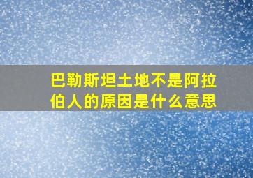 巴勒斯坦土地不是阿拉伯人的原因是什么意思