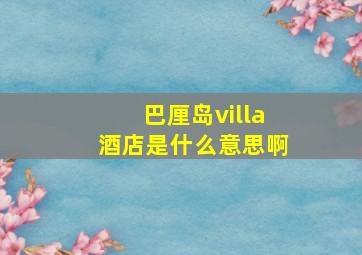 巴厘岛villa酒店是什么意思啊