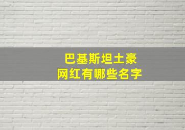 巴基斯坦土豪网红有哪些名字