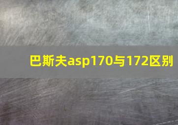 巴斯夫asp170与172区别