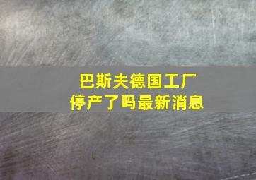 巴斯夫德国工厂停产了吗最新消息