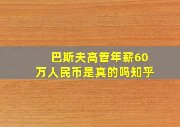 巴斯夫高管年薪60万人民币是真的吗知乎