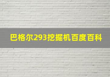 巴格尔293挖掘机百度百科