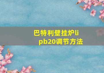 巴特利壁挂炉lipb20调节方法