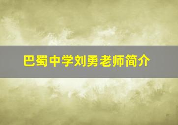 巴蜀中学刘勇老师简介