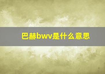 巴赫bwv是什么意思