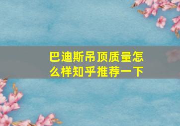 巴迪斯吊顶质量怎么样知乎推荐一下