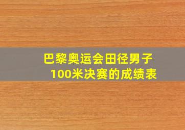 巴黎奥运会田径男子100米决赛的成绩表