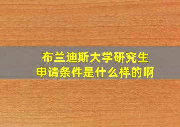 布兰迪斯大学研究生申请条件是什么样的啊