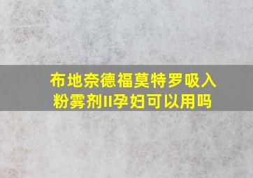 布地奈德福莫特罗吸入粉雾剂II孕妇可以用吗