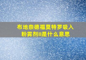 布地奈德福莫特罗吸入粉雾剂II是什么意思