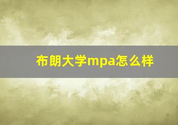 布朗大学mpa怎么样