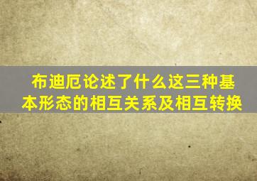 布迪厄论述了什么这三种基本形态的相互关系及相互转换