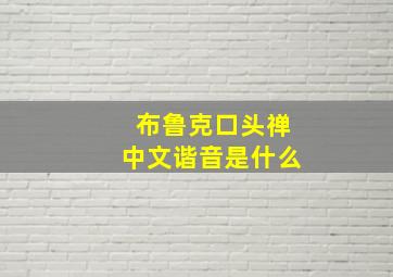 布鲁克口头禅中文谐音是什么