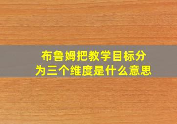 布鲁姆把教学目标分为三个维度是什么意思