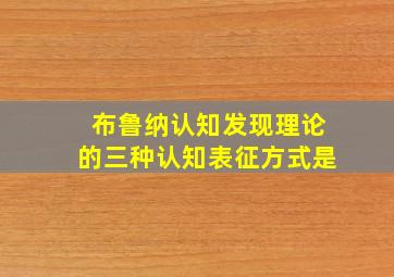 布鲁纳认知发现理论的三种认知表征方式是