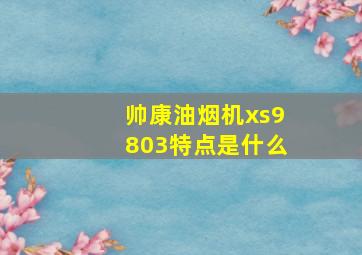 帅康油烟机xs9803特点是什么