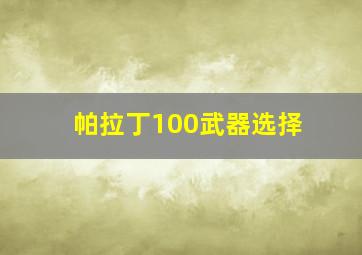 帕拉丁100武器选择