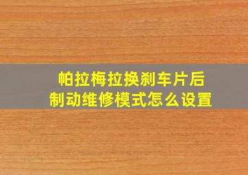 帕拉梅拉换刹车片后制动维修模式怎么设置