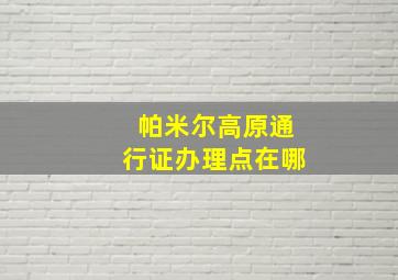 帕米尔高原通行证办理点在哪