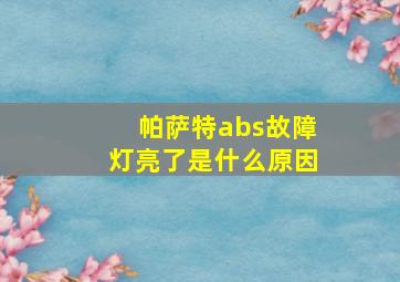 帕萨特abs故障灯亮了是什么原因