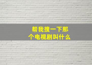 帮我搜一下那个电视剧叫什么