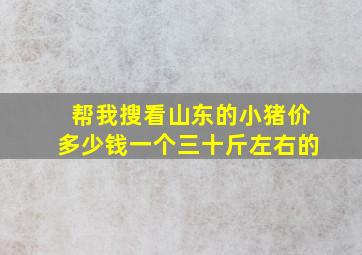 帮我搜看山东的小猪价多少钱一个三十斤左右的