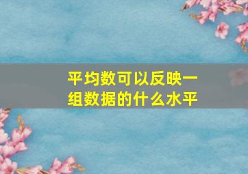 平均数可以反映一组数据的什么水平