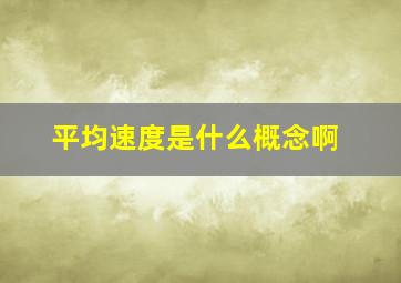 平均速度是什么概念啊