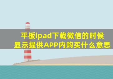 平板ipad下载微信的时候显示提供APP内购买什么意思