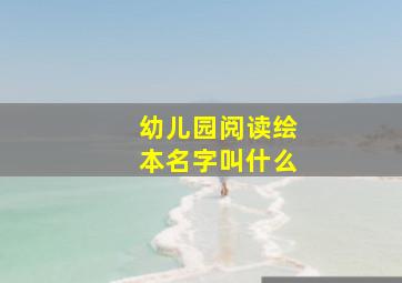 幼儿园阅读绘本名字叫什么